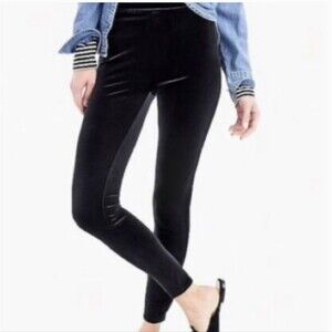 J. Crew velvet legging pants sz M pull on black velour office holiday occasion